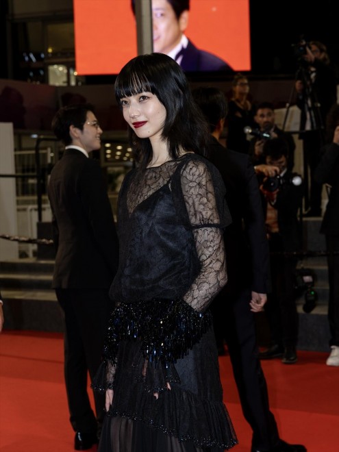 Nana Komatsu appears on the red carpet at the 78th Cannes Film Festival